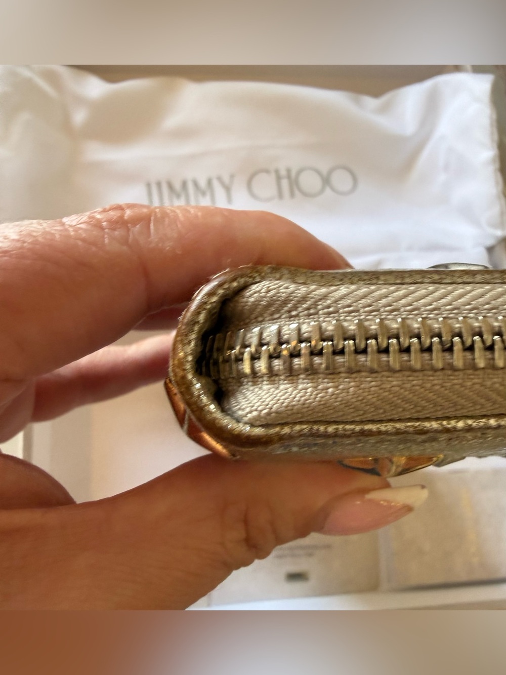 Jimmy Choo Metallic Star-Embellished Wallet- Silver Color / Silver-tone hardware - Picture 7 of 16
